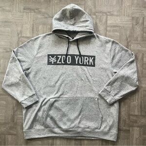 Zoo York Hoodie Mens 4XLT Gray Pullover Fleece Skateboarding Vtg Y2K Skater Tall